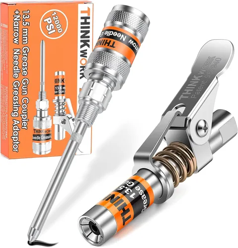Miniatura 10 de THINKWORK Acoplador de Pistola de Grasa, Puntas de Pistola de Grasa de 0.53", Acopladores de Pistola de Grasa de Bloqueo Fuerte, 12000 PSI Acoplador