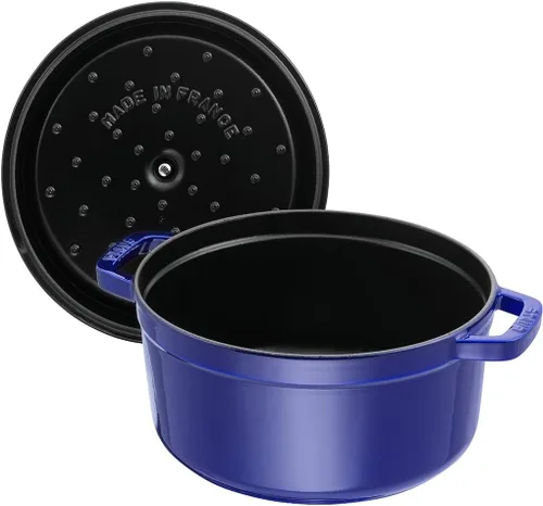 Miniatura 6 de Staub - Cocotte redonda de hierro fundido, 5.5 cuartos de galón, color azul oscuro, fabricado en Francia