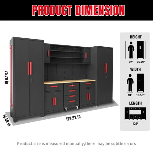 Miniatura 2 de Sistema de gabinetes de almacenamiento para garaje Torin, set de 8 piezas de gabinetes de taller en negro, incluye gabinetes de acero con cajones