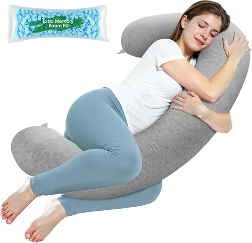 Miniatura 9 de SweetSlubr Almohada corporal, almohadas de embarazo para dormir, almohada de maternidad en forma de C para mujeres embarazadas con firmeza