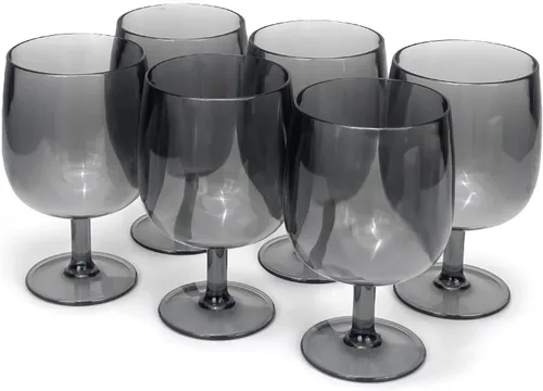 Miniatura 20 de Yalin Juego de 6 vasos apilables de plástico acrílico irrompible de 12 onzas para vino y agua (transparente, 15 onzas)