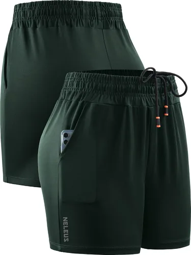 Miniatura 4 de NELEUS Pantalones cortos de correr ligeros para mujer pantalones cortos deportivos de entrenamiento para yoga con bolsillo
