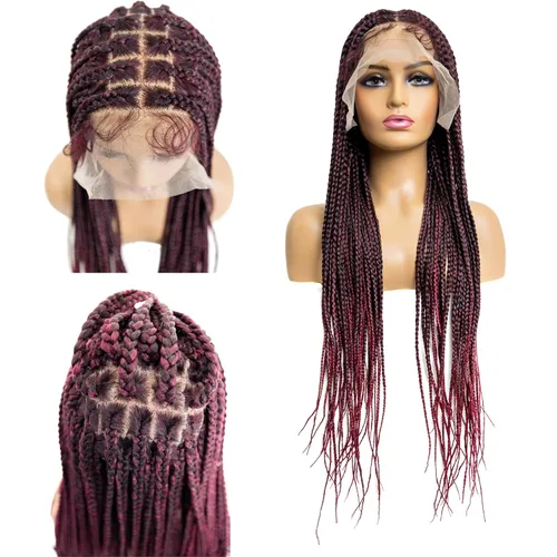 Miniatura 14 de PIB Peluca de encaje completo individual de 12 pulgadas, diseño de Passion Twist con raya cuadrada, pelucas trenzadas sin nudos para mujeres negras