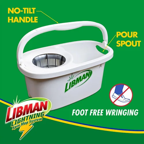 Miniatura 5 de Libman Lightning Spin Mop System Plus 1 cabezal de repuesto Trapeador y balde con juego de escurridor Trapeador de piso Trapeador giratorio