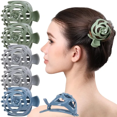 Miniatura 10 de RC ROCHE - 6 piezas para hacer moños para mujer, clip de pinza para el cabello, nido de pájaro, ballerina, soporte redondo francés, cúpula