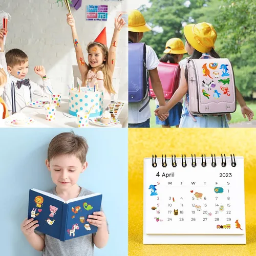 Miniatura 4 de 24 hojas (más de 400 unidades), calcomanías hinchadas en 3D de animales para niños pequeños, hojas de calcomanías preescolares a granel