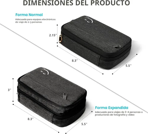Miniatura 3 de Travelkin - Organizador de cables de viaje, organizador electrónico de viaje, bolsa organizadora de cables para cables, cargadores de teléfono, Negro
