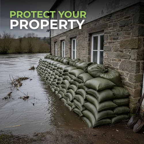Miniatura 5 de Empty Sandbags Military Green with Ties 14" x 26" - Woven Polypropylene Extra Heavy Duty Sand Bags Flood Protection