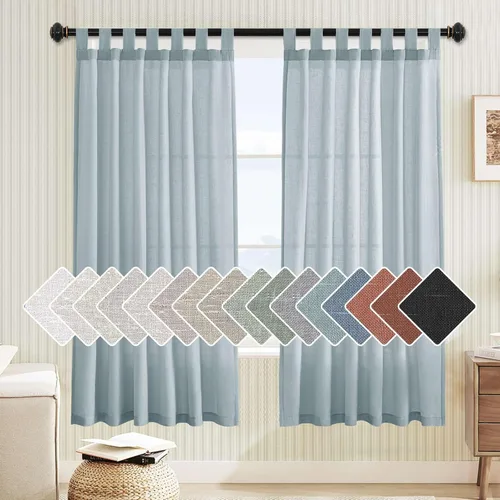 Miniatura 27 de H.VERSAILTEX Cortinas aireadas mezcladas de lino natural con pestaña superior para sala de estar, decoración del hogar, material suave y rico que