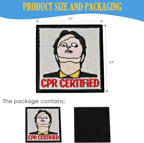 Miniatura 6 de Parche certificado CPR, 1 parche bordado de moral con cierre de gancho, divertidos parches de memes para mochilas, chalecos, chaquetas, jeans