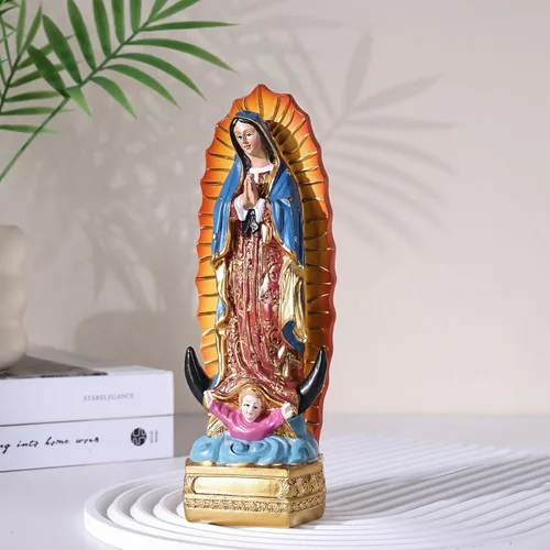 Miniatura 9 de Estatuas de la Virgen de Guadalupe orenm, Estatua de Nuestra Señora de Guadalupe de 8 Pulgadas en Color, Estatua de Resina de la Virgen María