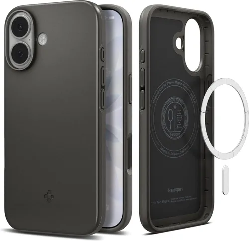 Miniatura 9 de Spigen Thin Fit MagFit Funda diseñada para iPhone 16 [Carcasa rígida] [Protección de grado militar] Compatible con MagSafe - Negro
