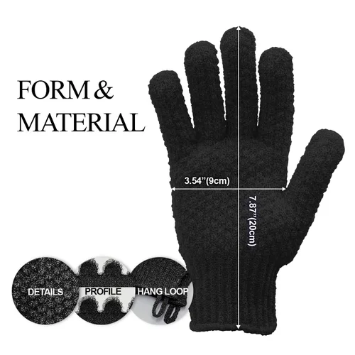 Miniatura 2 de Evridwear Guantes de baño exfoliantes de doble textura para ducha, spa, masaje y exfoliaciones corporales, removedor de células muertas de la piel
