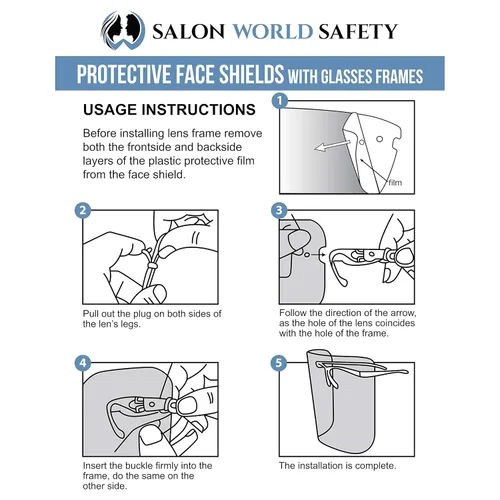 Miniatura 6 de TCP Global Salon World - Protectores faciales completos con marcos de gafas (paquete de 10), ultra transparentes para proteger los ojos, la nariz