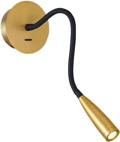 Manguera de cuello de cisne flexible LED para pared, luz de lectura enfocada para dormitorio, lámpara de pared ajustable para cabecero de noche, Oro
