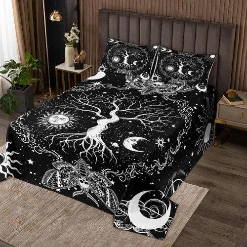 Miniatura 10 de Erosebridal Juego de colcha de teñido anudado arcoíris, juego de ropa de cama bohemio de calavera de la muerte, juego de ropa de cama tamaño King