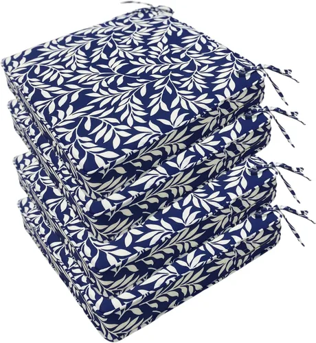 Miniatura 20 de Cojines para sillas de exterior de 19 x 19 pulgadas, impermeables, para muebles de patio, jardín, sofá con cremallera y correas ajustables, juego