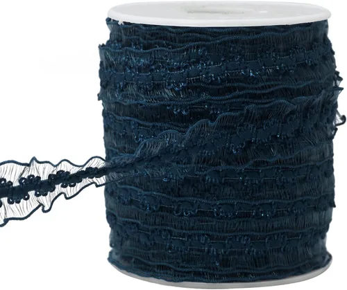 Miniatura 21 de Cinta de encaje elástica negra con volantes de 20 yardas para coser de 1 pulgada de organza de doble onda, ajuste de encaje, ropa y ropa