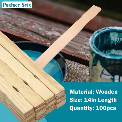 Miniatura 5 de Paletas de pintura de madera de 14 pulgadas, palitos mezcladores, agitadores epoxi, paquete de 100