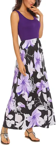 Miniatura 3 de BLUETIME - Vestido largo de verano, sin mangas, con estampado floral, estilo bohemio, para mujer (S-3XL)
