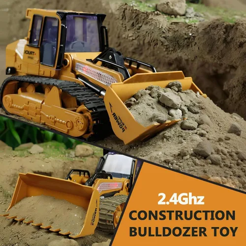 Miniatura 3 de Bulldozer RC, camión de construcción de control remoto de 10 canales, cargador rc, juguetes de juego RC para niños, con luces y sonido, tractor tipo