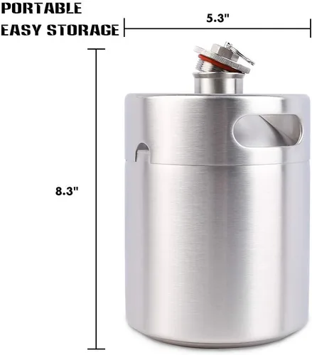 Miniatura 6 de TMCRAFT Mini barril de acero inoxidable de 64 onzas, jarra de cerveza portátil con válvula de escape diseñada para mantener la bebida fresca.