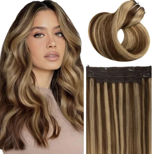 Miniatura 21 de Loxxy Extensiones de cabello con alambre, color negro natural, 14 pulgadas, 2.65 oz, 100% cabello humano real, extensión de cabello invisible