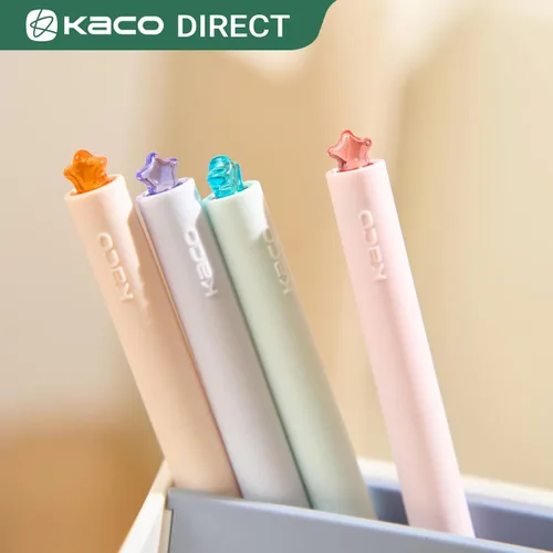 Miniatura 2 de Kaco FIRST Bolígrafos de gel lindos de papelería, tinta negra, 0.7 mm de punta media, bonitos bolígrafos con estrellas para diarios