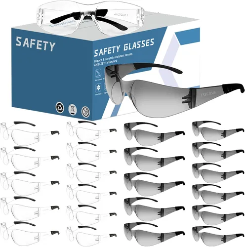 Gafas de seguridad transparentes a granel de 24, lentes resistentes a impactos ANSI Z87.1, protección ocular para laboratorio, construcción 24 Miexd