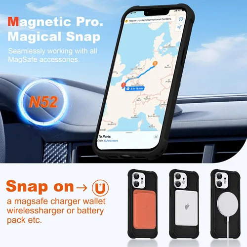 Miniatura 5 de Funda compatible con iPhone 12 y 12 Pro de 6.1 pulgadas con soporte de anillo magnético [protección militar contra caídas] [compatible con MagSafe]