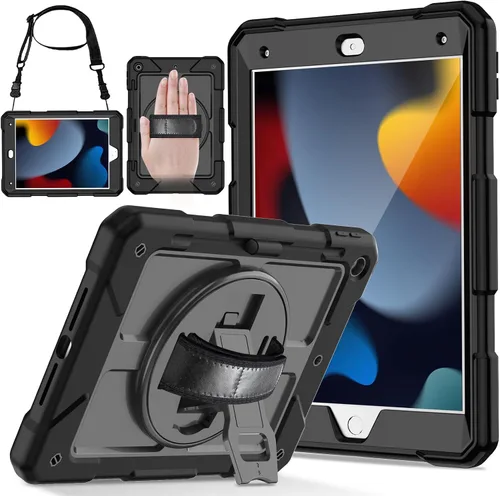 Miniatura 10 de LTROP Funda para iPad de 9ª/8ª/7ª generación (2021/2020/2019), Funda para iPad de 10.2" a prueba de golpes con correa para el hombro, soporte