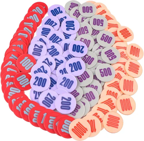 Miniatura 13 de Juego de 100 fichas de póquer – Monedas circulares de plástico de 1.58 pulgadas para juegos y contar, 0.16 oz cada una, accesorios perfectos