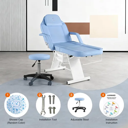 Miniatura 9 de Silla Facial Mesa de Masaje 73 pulgadas 3 Secciones Cama de Masaje Multiusos Mesa de Tatuaje Profesional Equipo de Salón Spa para Spa Facial Spa