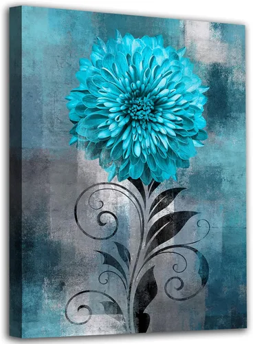 NINEASO Arte de pared con flores abstractas, cuadros de lienzo de flores rústicas para dormitorio, baño, decoración de pared, impresiones modernas