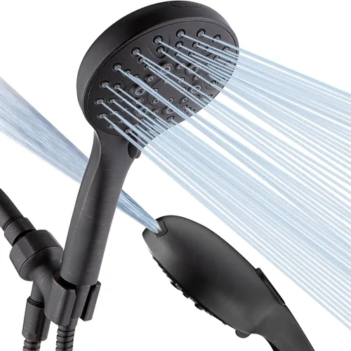 Miniatura 9 de BRIGHT SHOWERS Cabezal de ducha de alta presión con mango, 9 ajustes de pulverización, cabezal de ducha con lavado a presión integrado para limpiar