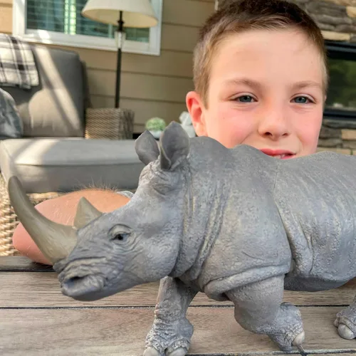 Miniatura 2 de Safari Ltd. Figura de rinoceronte blanco – Figura detallada de plástico de 12.5 pulgadas – Divertido juguete educativo para niños, niñas y niños a