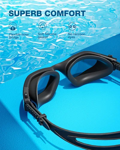 Miniatura 2 de ZIONOR Gafas de natación G1 SE antivaho para adultos, hombres y mujeres Marco Allblack de lente A2-smoke