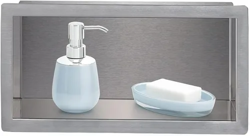 Miniatura 14 de Nicho de ducha de acero inoxidable cepillado de 12 x 6 pulgadas, organizador de ducha empotrado, inserto de estante de baño para instalación