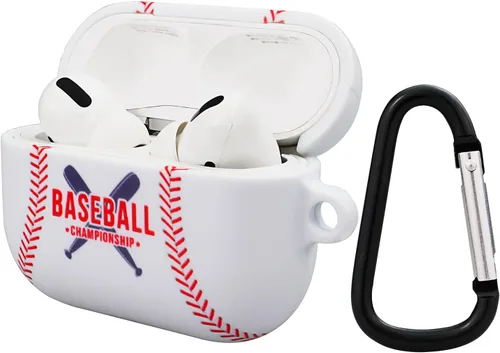 Funda para Airpods Pro, diseño de béisbol, a prueba de golpes, para auriculares, Airpods Pro, con llavero frontal LED visible