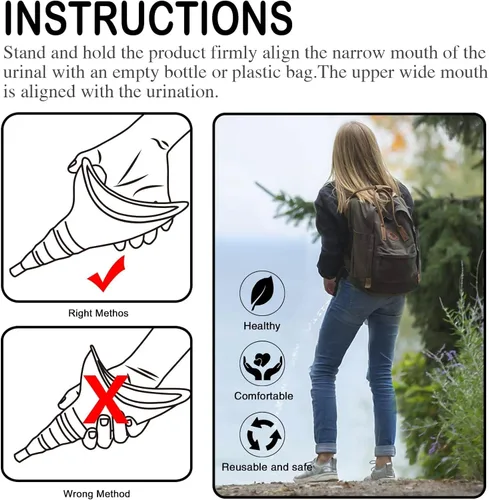Miniatura 5 de Female Urination Device, Reusable Female Urinal Silicone Women Pee Funnel Allows Women to Pee Standing Up, The Perfect Companion for