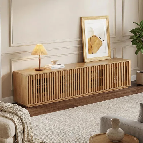 Miniatura 11 de Soporte de TV grande de 2 piezas, centro de entretenimiento con 8 puertas y orificio para cable, consola de TV de 126 pulgadas para sala de estar