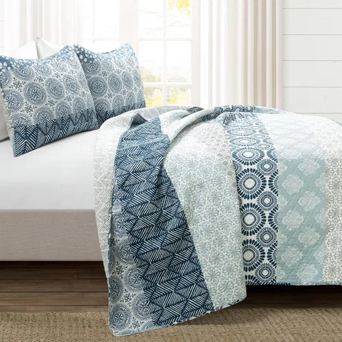 Miniatura 2 de Lush Decor - Juego de ropa de cama de 3 piezas, colorido diseño bohemio a rayas, reversible