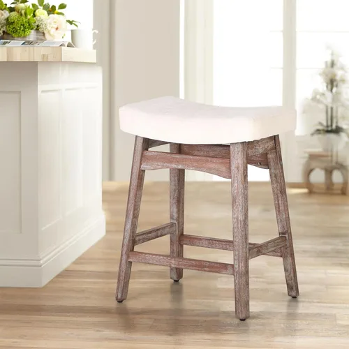 Miniatura 3 de Taburetes de altura para mostrador Sophia & William, taburetes de 24" con patas de madera maciza, taburetes de altura de mostrador tapizados en tela