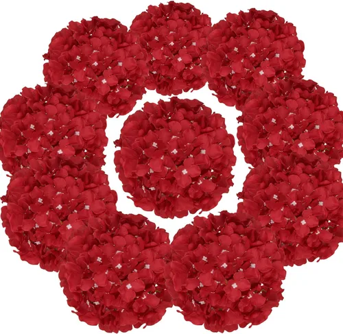 Miniatura 9 de Cabezales artificiales de hortensias de seda para decoración de bodas caseras, 10 unidades Rosa bebé