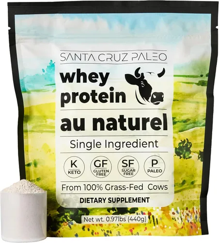 Santa Cruz Paleo Polvo de Proteína de Suero, Sin Sabor, 20 G de Proteína de Suero Aislada Alimentada con Pasto por Porción, Sin Gluten, Apto para