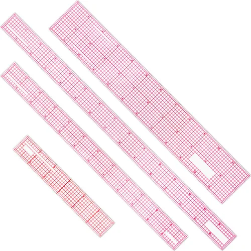 Pelopy 4 piezas de regla de cuadrícula de plástico transparente, regla transparente, juego de herramientas de medición rectas de plástico para 12
