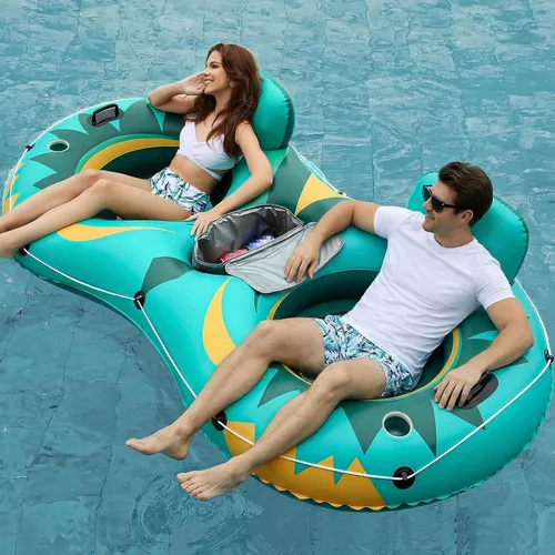 Miniatura 10 de Jasonwell Flotador Inflable para 2 Personas de Alta Resistencia para Río/Piscina con Enfriador Desmontable, Tubos para Lago, Balsa Flotadora de Río