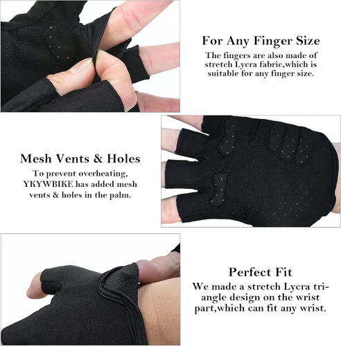 Miniatura 2 de YKYWBIKE Guantes de ciclismo para hombres y mujeres, guantes de bicicleta transpirables, guantes deportivos acolchados antideslizantes, guantes
