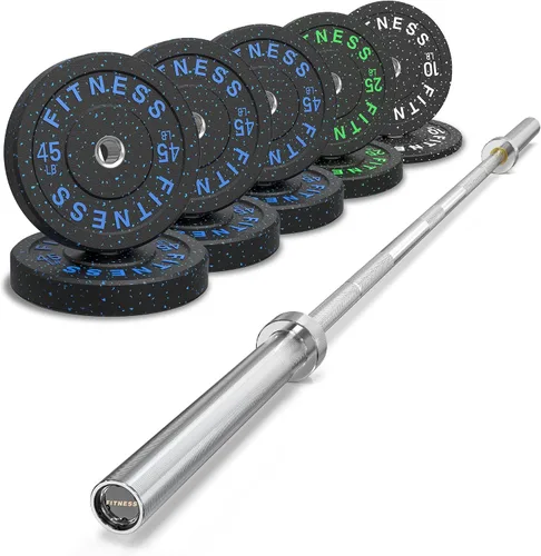 Miniatura 24 de HANDBODE Olympic High-Bounce Bumper Plates Bench Press Barbell Weights Set 2 - Inch, 10-55 lb Rubber Weight Sets for Home Gym, Strength Training