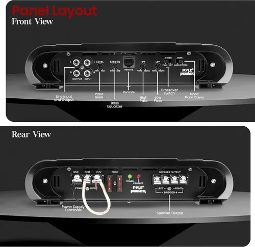 Miniatura 3 de Pyle Amplificador estéreo para automóvil de 2 canales, 4000 W, doble canal puenteable, sonido MOSFET de alta potencia, caja de amplificador